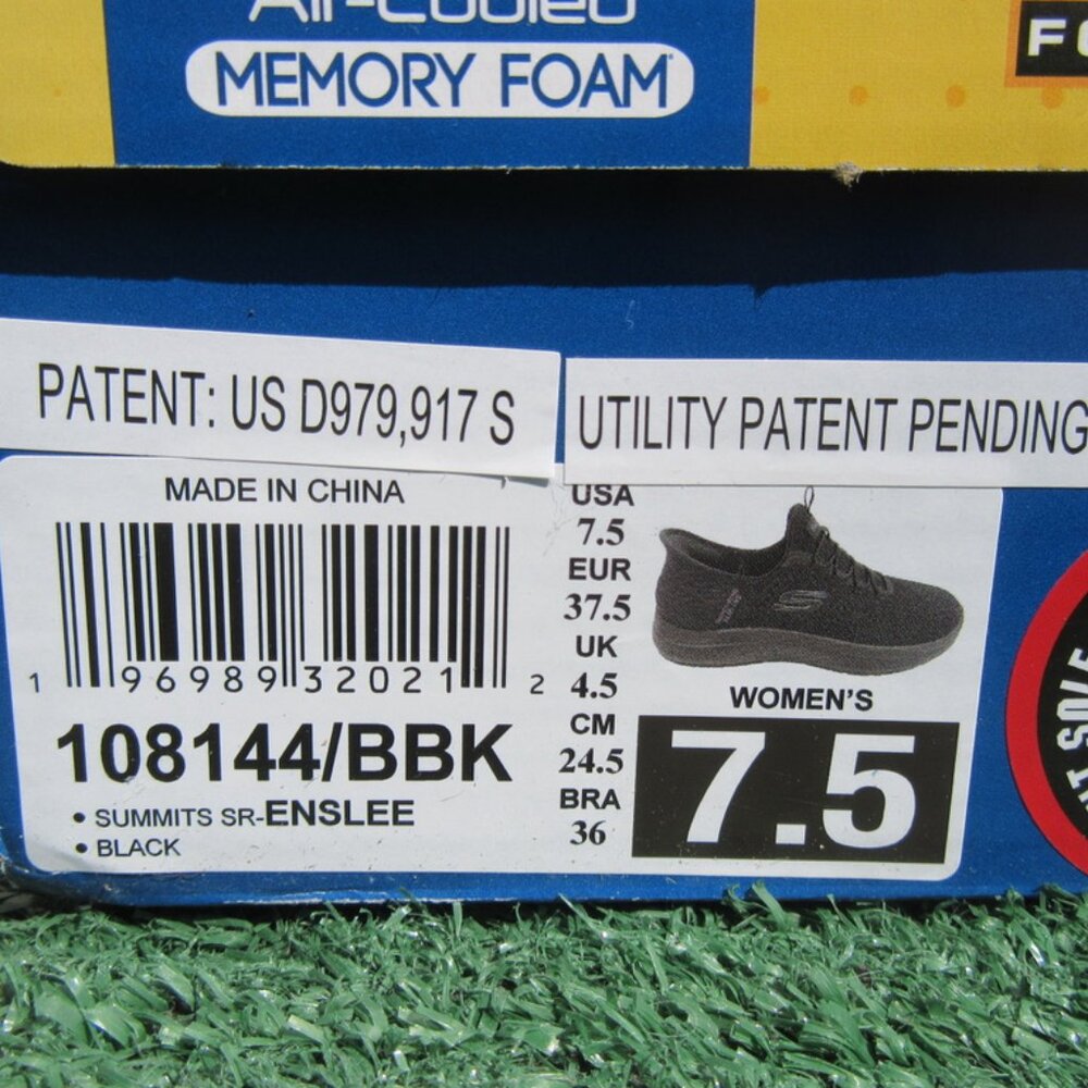 Brand New Skechers Enslee Black Slip Ins Slip Resistant Sneakers Shoes Size 7.5 - Picture 7 of 7